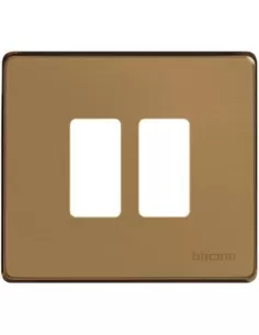 Plaque magique Bticino 2p boîte ronde bronze 500//2//br